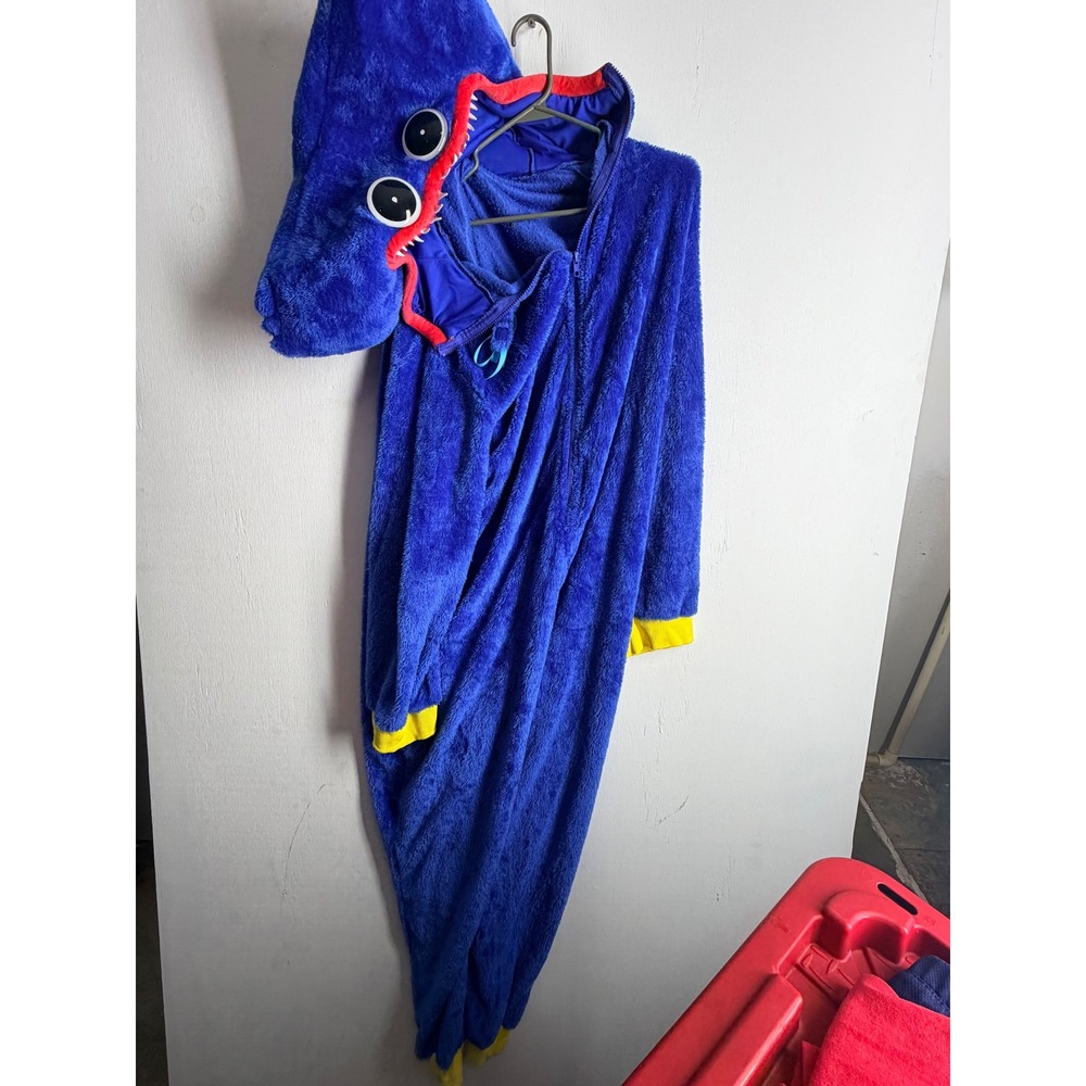 Poppy Playtime Huggy Wuggy Costume Fleece Union Suit Blue L/XL Horror Pajamas